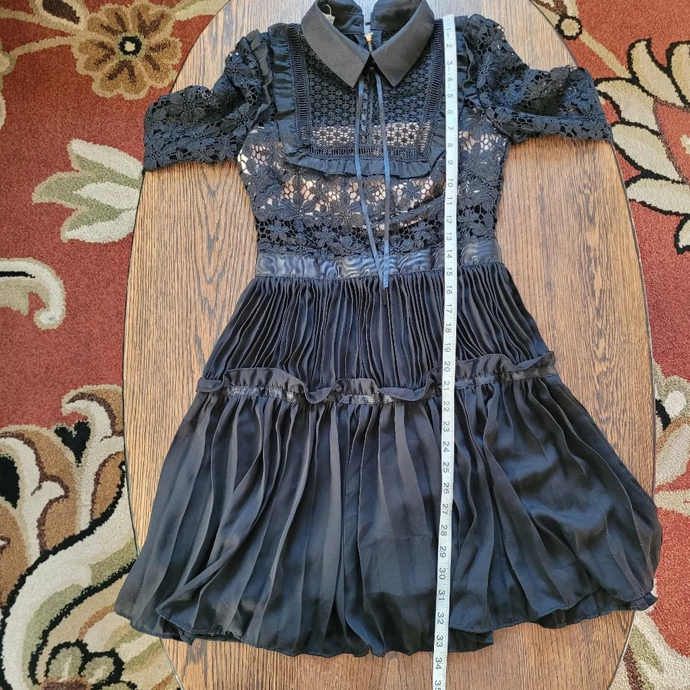 Reds Hall Black Adeline Lace Up Pleated Dress Size Women's Small NEW - Picture 14 of 16